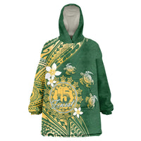 Cook Islands 15 Finest Wearable Blanket Hoodie Plumeria Polynesian Turtle