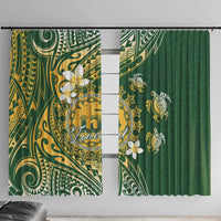 Cook Islands 15 Finest Window Curtain Plumeria Polynesian Turtle LT05 With Hooks Green - Polynesian Pride