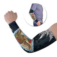 New Zealand Weka Arm Sleeves Maori Hen Koru Pattern LT05 Set of 2 Black - Polynesian Pride