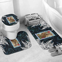 New Zealand Weka Bathroom Set Maori Hen Koru Pattern LT05 Mat Set Only (3 pcs) One Size Black - Polynesian Pride