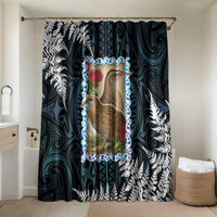 New Zealand Weka Bathroom Set Maori Hen Koru Pattern LT05 Shower Curtain Only Black - Polynesian Pride