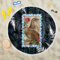 New Zealand Weka Beach Blanket Maori Hen Koru Pattern LT05 One Size 150cm Black - Polynesian Pride