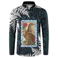 New Zealand Weka Button Sweatshirt Maori Hen Koru Pattern LT05 Black - Polynesian Pride