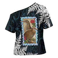 New Zealand Weka Cross Shoulder Shirt Maori Hen Koru Pattern LT05 - Polynesian Pride