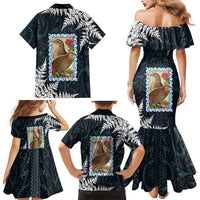 New Zealand Weka Family Matching Mermaid Dress and Hawaiian Shirt Maori Hen Koru Pattern - Polynesian Pride