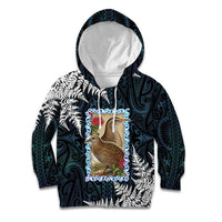 New Zealand Weka Kid Hoodie Maori Hen Koru Pattern LT05 Hoodie Black - Polynesian Pride