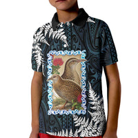 New Zealand Weka Kid Polo Shirt Maori Hen Koru Pattern LT05 Kid Black - Polynesian Pride