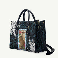 New Zealand Weka Leather Bag Maori Hen Koru Pattern LT05 Black - Polynesian Pride