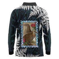 New Zealand Weka Long Sleeve Polo Shirt Maori Hen Koru Pattern LT05 - Polynesian Pride