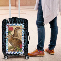 New Zealand Weka Luggage Cover Maori Hen Koru Pattern LT05 Black - Polynesian Pride