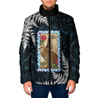 New Zealand Weka Padded Jacket Maori Hen Koru Pattern LT05 Men Black - Polynesian Pride