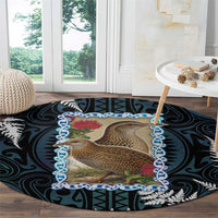 New Zealand Weka Round Carpet Maori Hen Koru Pattern LT05 - Polynesian Pride
