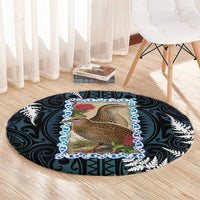 New Zealand Weka Round Carpet Maori Hen Koru Pattern LT05 - Polynesian Pride