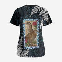 New Zealand Weka Scrub Top Maori Hen Koru Pattern LT05 - Polynesian Pride