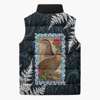 New Zealand Weka Sleeveless Puffer Jacket Maori Hen Koru Pattern LT05 - Polynesian Pride