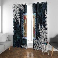 New Zealand Weka Window Curtain Maori Hen Koru Pattern LT05 With Grommets Black - Polynesian Pride