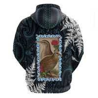New Zealand Weka Zip Hoodie Maori Hen Koru Pattern LT05 - Polynesian Pride