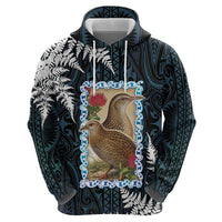New Zealand Weka Zip Hoodie Maori Hen Koru Pattern LT05 - Polynesian Pride