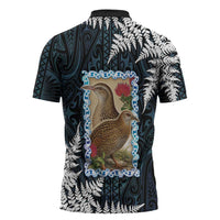 New Zealand Weka Zipper Polo Shirt Maori Hen Koru Pattern LT05 - Polynesian Pride