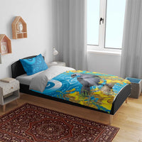 New Zealand Kokako Bird Bedding Set Maori Koru With Kowhai Flowers LT05 - Polynesian Pride
