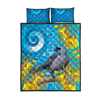 New Zealand Kokako Bird Quilt Bed Set Maori Koru With Kowhai Flowers LT05 - Polynesian Pride