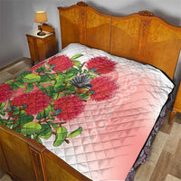 New Zealand Fantail Quilt Maori Koru With Pohutukawa Flowers - Polynesian Pride