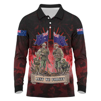 Australia And New Zealand ANZAC Day Long Sleeve Polo Shirt Soldiers Lest We Forget