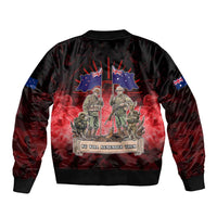 Australia And New Zealand ANZAC Day Sleeve Zip Bomber Jacket Soldiers Lest We Forget