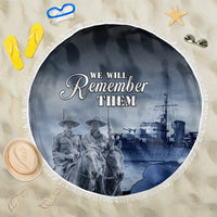 New Zealand ANZAC Day Beach Blanket HMNZS Achilles We Will Remember Them LT05 One Size 150cm Blue - Polynesian Pride