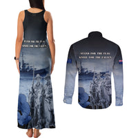 New Zealand ANZAC Day Couples Matching Tank Maxi Dress and Long Sleeve Button Shirt HMNZS Achilles We Will Remember Them LT05 - Polynesian Pride