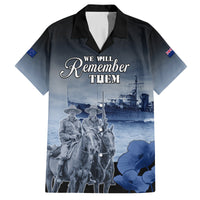 New Zealand ANZAC Day Family Matching Summer Maxi Dress and Hawaiian Shirt HMNZS Achilles We Will Remember Them LT05 Dad's Shirt - Short Sleeve Blue - Polynesian Pride