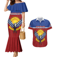 Kiribati 45th Independence Day Couples Matching Mermaid Dress and Hawaiian Shirt Lesser Frigatebird Tribal Pattern LT05 Red - Polynesian Pride