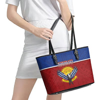 Kiribati 45th Independence Day Leather Tote Bag Lesser Frigatebird Tribal Pattern LT05 - Polynesian Pride