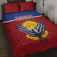 Kiribati 45th Independence Day Quilt Bed Set Lesser Frigatebird Tribal Pattern LT05 Red - Polynesian Pride