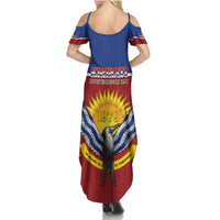 Kiribati 45th Independence Day Summer Maxi Dress Lesser Frigatebird Tribal Pattern LT05 - Polynesian Pride