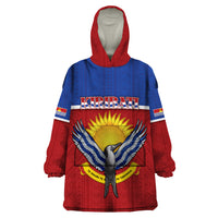 Kiribati 45th Independence Day Wearable Blanket Hoodie Lesser Frigatebird Tribal Pattern LT05 One Size Red - Polynesian Pride