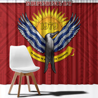 Kiribati 45th Independence Day Window Curtain Lesser Frigatebird Tribal Pattern LT05 - Polynesian Pride