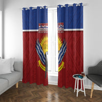 Kiribati 45th Independence Day Window Curtain Lesser Frigatebird Tribal Pattern LT05 With Grommets Red - Polynesian Pride