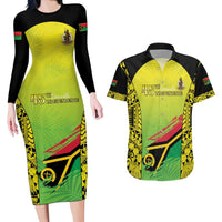 Vanuatu 46th Independence Couples Matching Long Sleeve Bodycon Dress and Hawaiian Shirt Special Style LT05 Yellow - Polynesian Pride