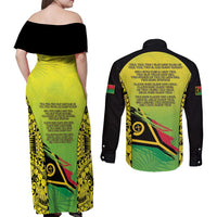 Vanuatu 45th Independence Couples Matching Off Shoulder Maxi Dress and Long Sleeve Button Shirt Special Style LT05 - Polynesian Pride