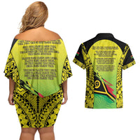Vanuatu 45th Independence Couples Matching Off Shoulder Short Dress and Hawaiian Shirt Special Style LT05 - Polynesian Pride