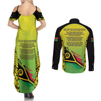 Vanuatu 45th Independence Couples Matching Summer Maxi Dress and Long Sleeve Button Shirt Special Style LT05 - Polynesian Pride