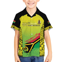 Vanuatu 45th Independence Family Matching Off Shoulder Maxi Dress and Hawaiian Shirt Special Style LT05 Son's Shirt Yellow - Polynesian Pride