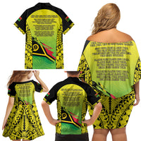 Vanuatu 46th Independence Family Matching Off Shoulder Short Dress and Hawaiian Shirt Special Style LT05 - Polynesian Pride