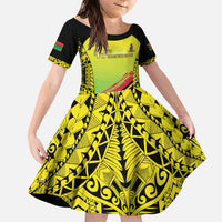 Vanuatu 45th Independence Family Matching Puletasi and Hawaiian Shirt Special Style LT05 Daughter's Dress Yellow - Polynesian Pride