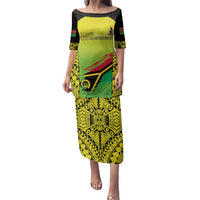 Vanuatu 45th Independence Family Matching Puletasi and Hawaiian Shirt Special Style LT05 Mom's Dress Yellow - Polynesian Pride