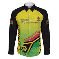Vanuatu 45th Independence Family Matching Summer Maxi Dress and Hawaiian Shirt Special Style LT05 Dad's Shirt - Long Sleeve Yellow - Polynesian Pride