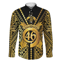 Vanuatu 46th Anniversary Of Independence Family Matching Off The Shoulder Long Sleeve Dress and Hawaiian Shirt Gold Style LT05 Dad's Shirt - Long Sleeve Gold - Polynesian Pride