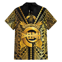 Vanuatu 45th Anniversary Of Independence Family Matching Off Shoulder Short Dress and Hawaiian Shirt Gold Style - Polynesian Pride