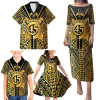 Vanuatu 46th Anniversary Of Independence Family Matching Puletasi and Hawaiian Shirt Gold Style LT05 - Polynesian Pride